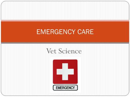 Vet Science EMERGENCY CARE. What Constitutes an Emergency?