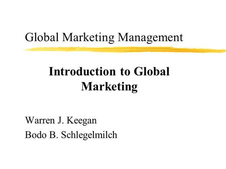 Global Marketing Management