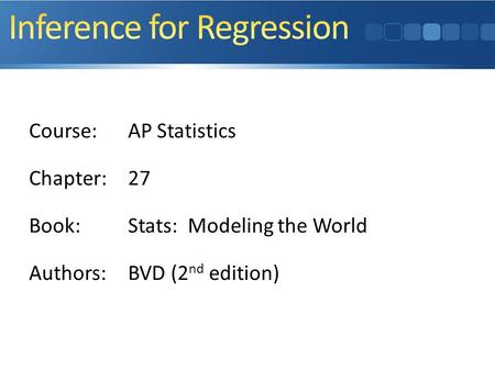 Inference for Regression