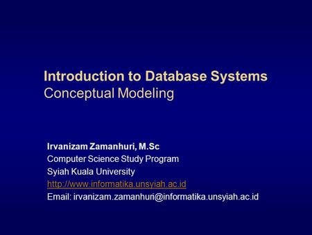 Introduction to Database Systems Conceptual Modeling