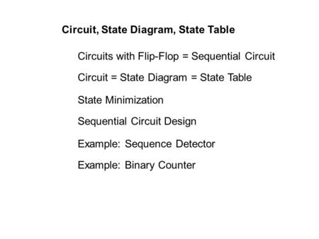 Circuit, State Diagram, State Table