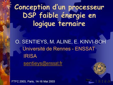 Conception d’un processeur DSP faible énergie en logique ternaire