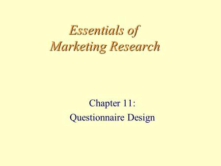 Essentials of Marketing Research