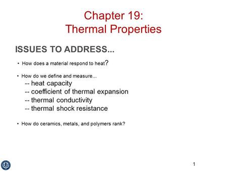 Chapter 19: Thermal Properties