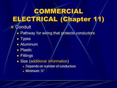 COMMERCIAL ELECTRICAL (Chapter 11)