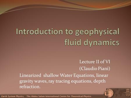 Introduction to geophysical fluid dynamics