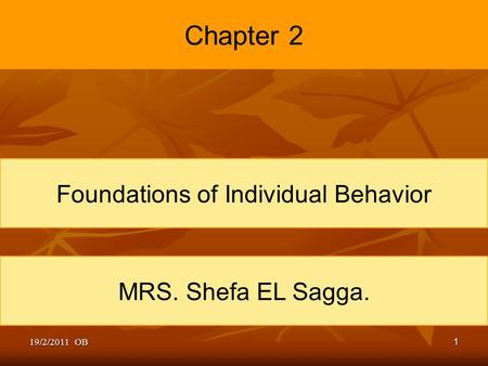 Foundations of Individual Behavior