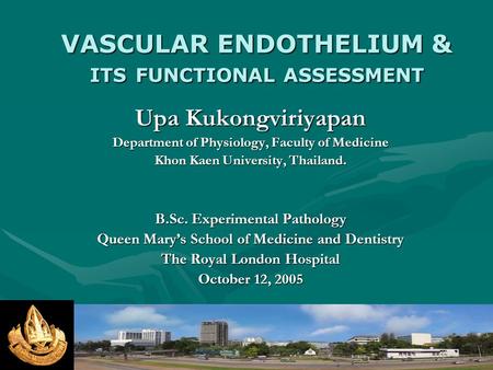 VASCULAR ENDOTHELIUM & ITS FUNCTIONAL ASSESSMENT