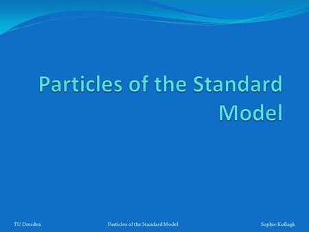 TU Dresden Particles of the Standard Model Sophie Koßagk.