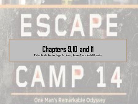 Chapters 9,10 and 11 Rachel Kirsch, Kiersten Hepp, Jeff Manes, Andrew Vance, Rachel Brunette.