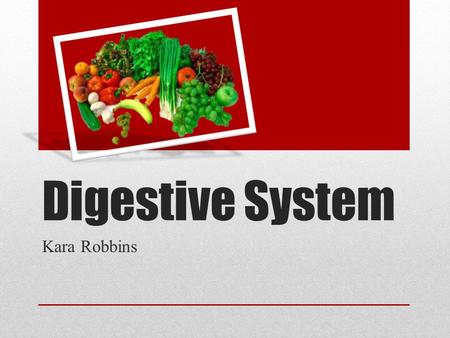 Digestive System Kara Robbins. Function: Food processing (ingestion, digestion, absorption, and elimination)