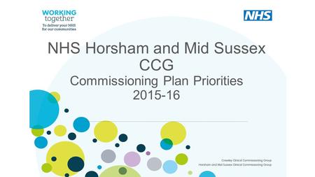 NHS Horsham and Mid Sussex CCG Commissioning Plan Priorities 2015-16.