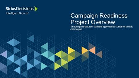 Campaign Readiness Project Overview Enabling a structured, scalable approach to customer-centric campaigns.