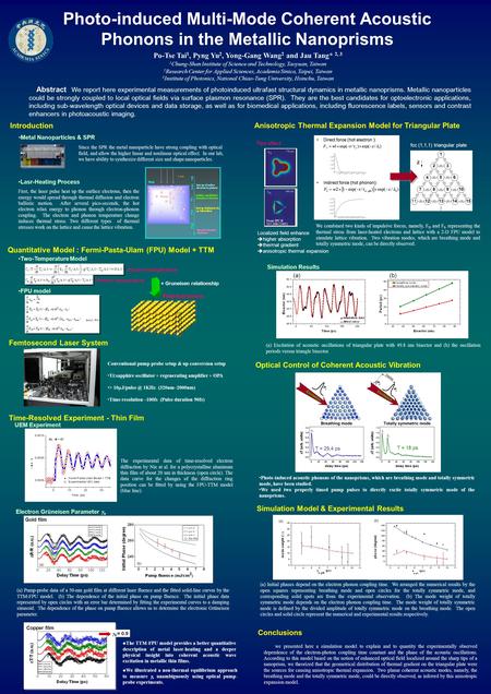 Photo-induced Multi-Mode Coherent Acoustic Phonons in the Metallic Nanoprisms Po-Tse Tai 1, Pyng Yu 2, Yong-Gang Wang 2 and Jau Tang* 2, 3 1 Chung-Shan.