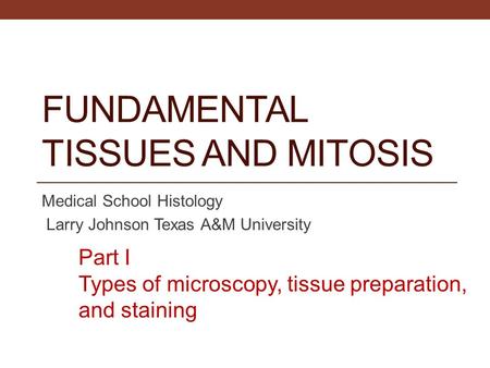 Fundamental Tissues and Mitosis