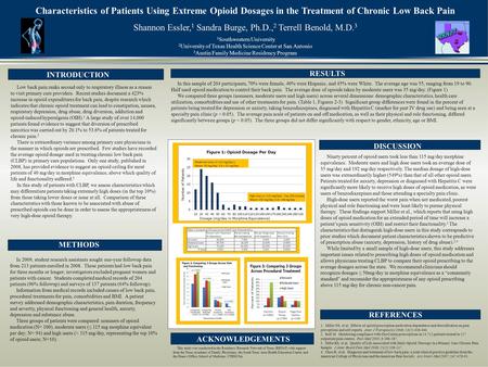 Characteristics of Patients Using Extreme Opioid Dosages in the Treatment of Chronic Low Back Pain In this sample of 204 participants, 70% were female,