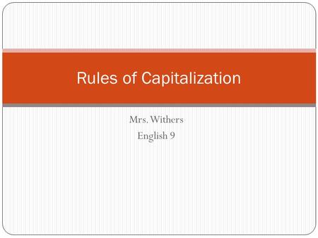 Rules of Capitalization