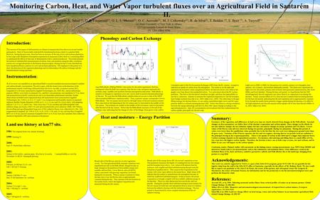 Monitoring Carbon, Heat, and Water Vapor turbulent fluxes over an Agricultural Field in Santarém II. Ricardo K. Sakai (1), D. R. Fitzjarrald (1), O. L.