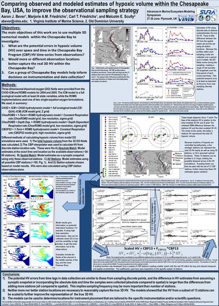 Comparing observed and modeled estimates of hypoxic volume within the Chesapeake Bay, USA, to improve the observational sampling strategy Aaron J. Bever.