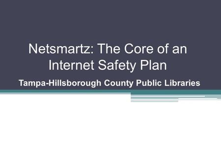 Netsmartz: The Core of an Internet Safety Plan Tampa-Hillsborough County Public Libraries.