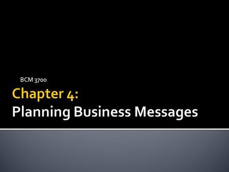 BCM 3700. Analyze Situation Gather Information Select Medium Get Organized Revise Produce Proofread Distribute Adapt to the Audience Compose the Message.