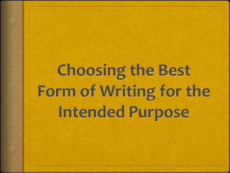 Anticipatory Set Standards  Writing Strategies 6.1.1  Choose the form of writing (e.g., personal letter, letter to the editor, review, poem, report,