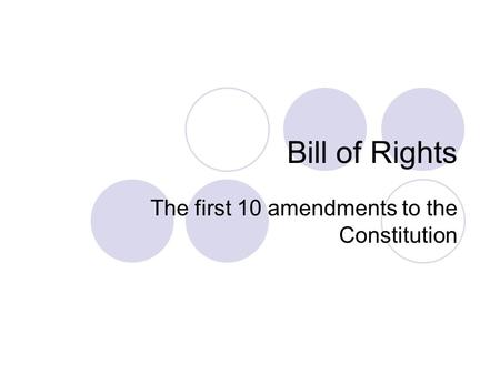 Bill of Rights The first 10 amendments to the Constitution.