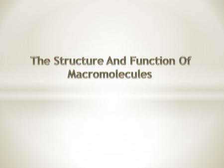 * Poly = many; -mer = part. A polymer is a large molecule consisting of many smaller sub-units bonded together called monomers * Monomers are covalently.