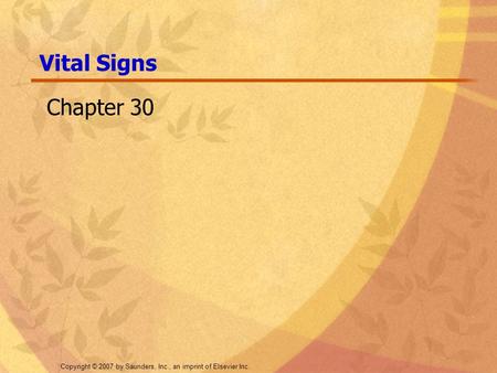 Vital Signs Chapter 30.