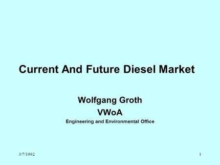 Current And Future Diesel Market