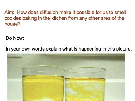 Video: Brainpop What is diffusion? Diffusion- the movement of particles from high concentration to low concentration.