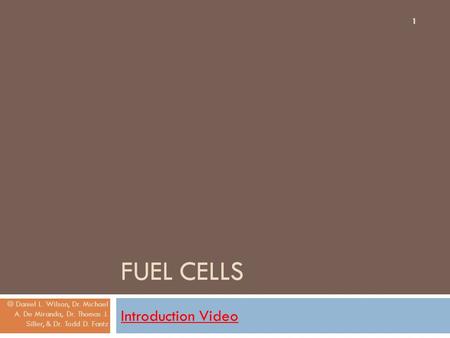 Fuel Cells Introduction Video