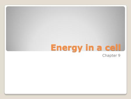 Energy in a cell Chapter 9. Energy What changes take place as you run? ◦Breathe heavier ◦Increase heartrate What is fatigue caused by? ◦Lack of energy.