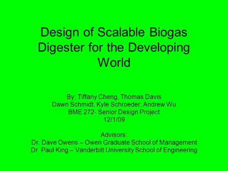 Design of Scalable Biogas Digester for the Developing World