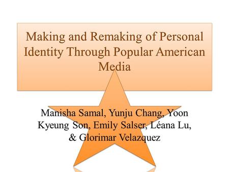 Topic: The Influences of Popular American Media on Personal Identity Theme: Popular American Media Concept: Personal Identity Topic: The Influences of.