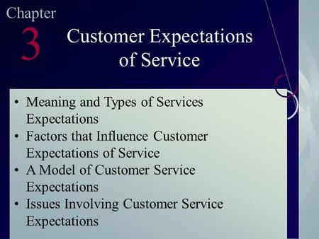 McGraw-Hill/Irwin ©2003. The McGraw-Hill Companies. All Rights Reserved Chapter 3 Customer Expectations of Service Meaning and Types of Services Expectations.