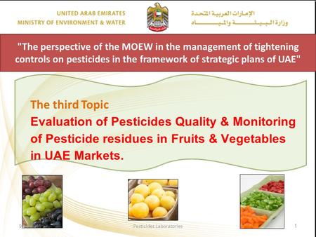 The perspective of the MOEW in the management of tightening controls on pesticides in the framework of strategic plans of UAE The third Topic Evaluation.