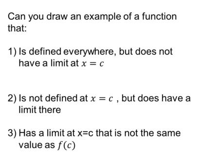 1.3: Evaluating Limits Analytically Limitations live only in our minds. But if we use our imaginations, our possibilities become limitless.