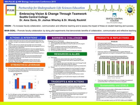 ●Created collaborative Canvas course to share assessments, learning activities, concept inventories and scientific research related to PULSE goals. ●Used.