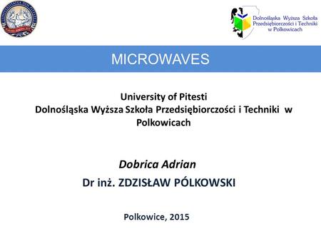 MICROWAVES Dobrica Adrian Dr inż. ZDZISŁAW PÓLKOWSKI