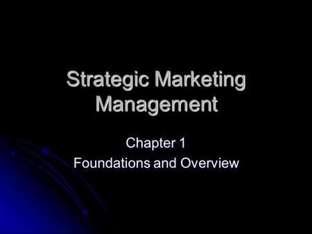 Strategic Marketing Management