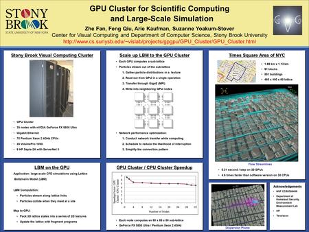 GPU Cluster for Scientific Computing Zhe Fan, Feng Qiu, Arie Kaufman, Suzanne Yoakum-Stover Center for Visual Computing and Department of Computer Science,