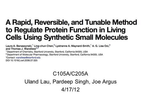 C105A/C205A Uland Lau, Pardeep Singh, Joe Argus 4/17/12.