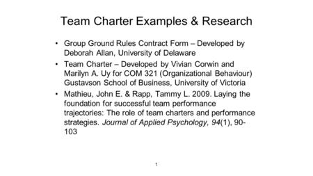 Team Charter Examples & Research