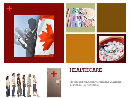 + HEALTHCARE Presented By: Kristen W., Michelle Q., Ronald B., Diana M.,& Vanessa C. +