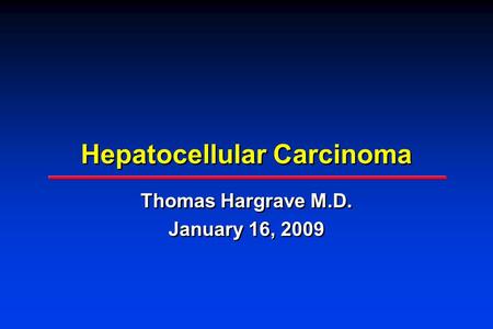 Hepatocellular Carcinoma