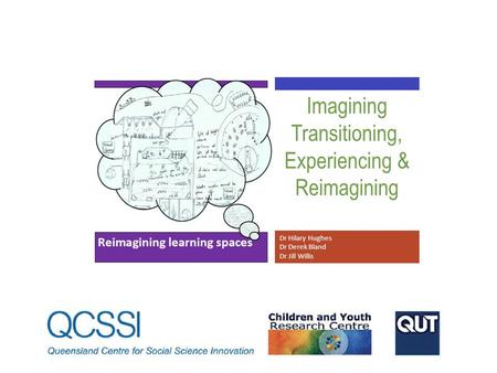 Imagining Transitioning, Experiencing & Reimagining Dr Hilary Hughes Dr Derek Bland Dr Jill Willis.