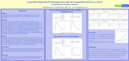 Bioavailability of Drugs with Nonlinear Pharmacokinetics (PK) Can be Approximated by the Ratio of Doses that Provide Equal Areas under the Concentration-Time.