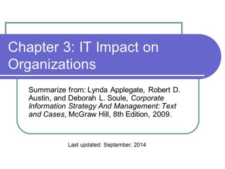 Chapter 3: IT Impact on Organizations