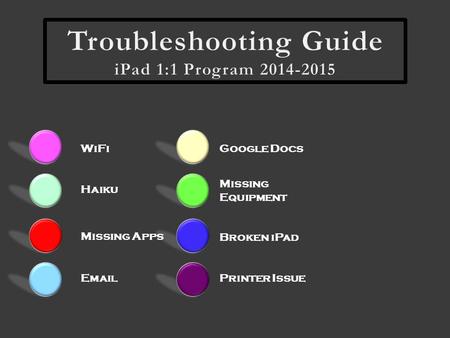 WiFi Haiku Missing Apps Email Google Docs Missing Equipment Broken iPad Printer Issue.